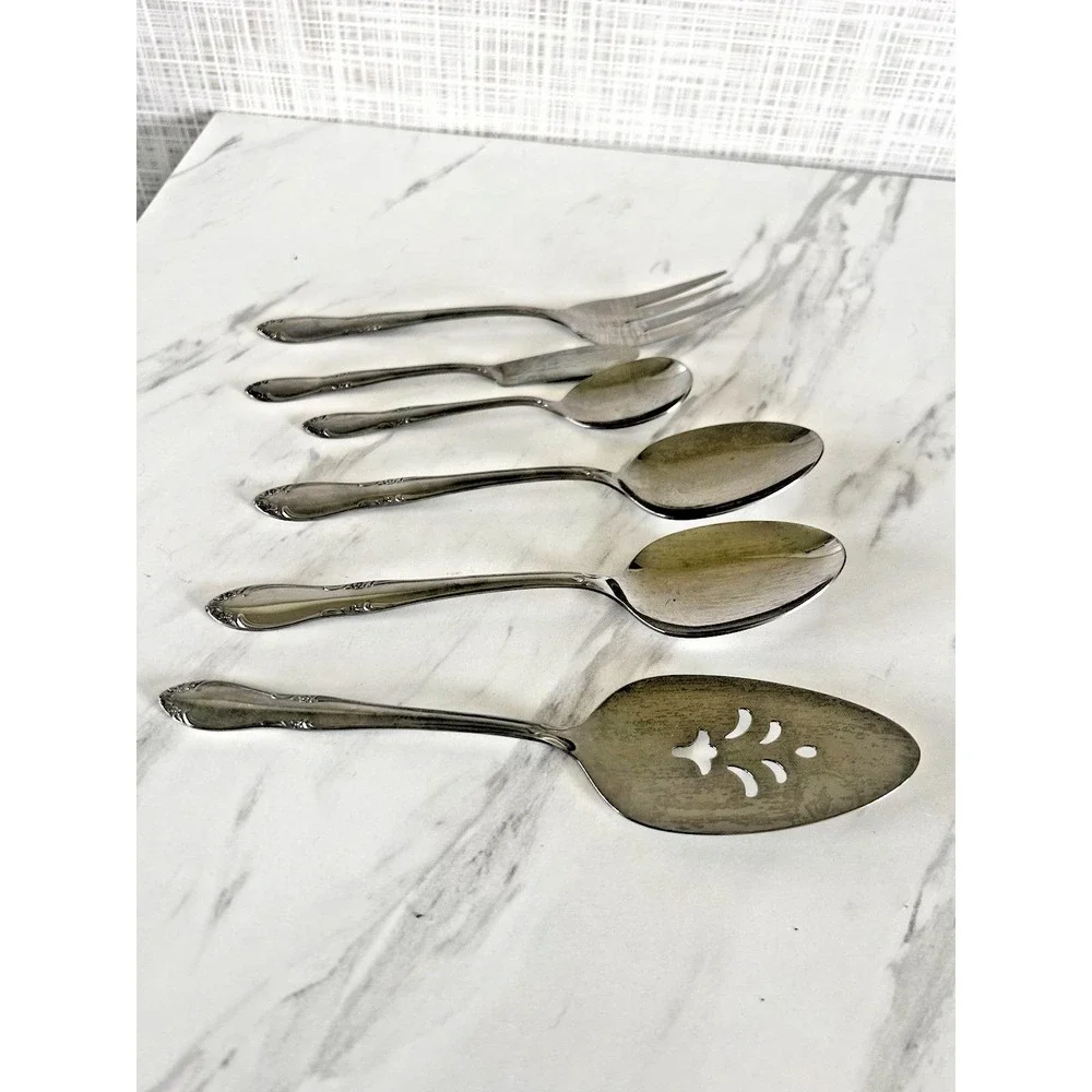 Oneida Chateau Serving Set Lot of 6 Serving Spoons Meat Fork Pie Server A